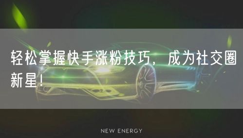 轻松掌握快手涨粉技巧，成为社交圈新星！