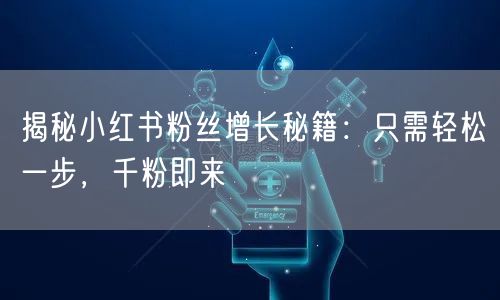 揭秘小红书粉丝增长秘籍:只需轻松一步,千粉即来