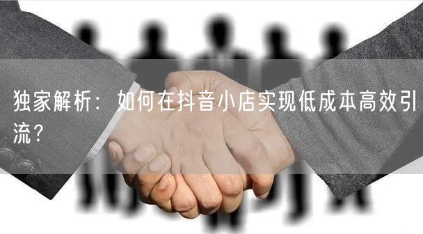 独家解析:如何在抖音小店实现低成本高效引流?